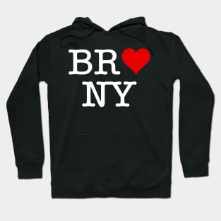 B, R, HEART, N, Y - White Text Hoodie